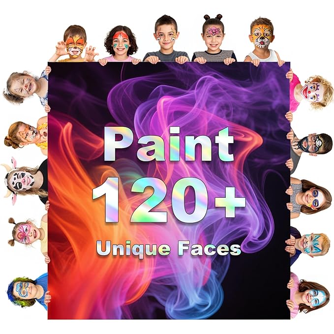 Face Painting Kit for Kids, 36 Colors XL Face Paint Makeup Palette, Non-Toxic and Hypoallergenic| with Stencils, Book, Easy to Use and Safe for Kids, Fun for Halloween, Party, School Event