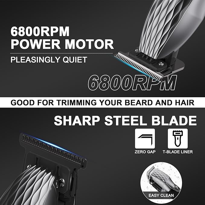 Professional Cordless Hair Clippers for Men & Trimmer Set, 240Min Runtime with LED Display, Quiet Haircut Kit for Men/Women/Kids w/6 Guide Combs, Barber Scissors, Cleaning Brush