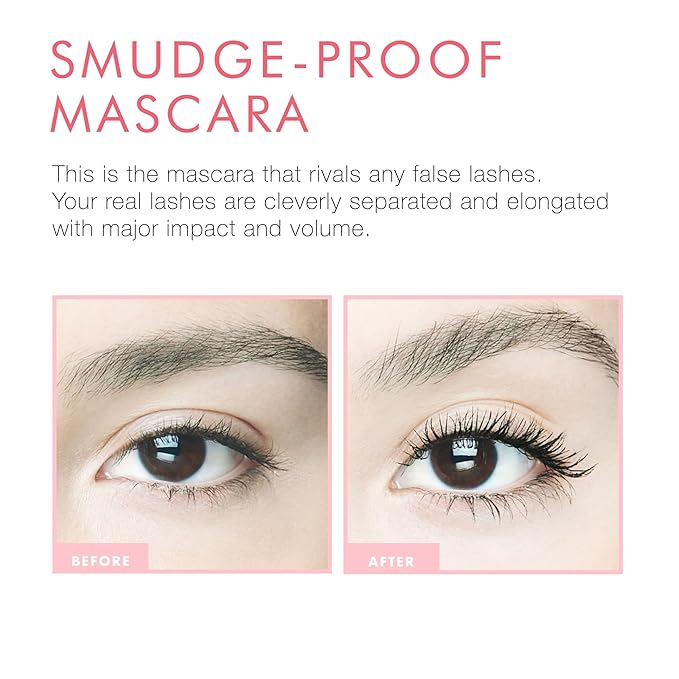Beauty for Real Hi-Def Mascara, Just Black - Set of 3 - Defining & Volumizing Lash Definer - Humidity & Smudge Proof - Micro Brush Ensures Versatile Application - 2.3 oz
