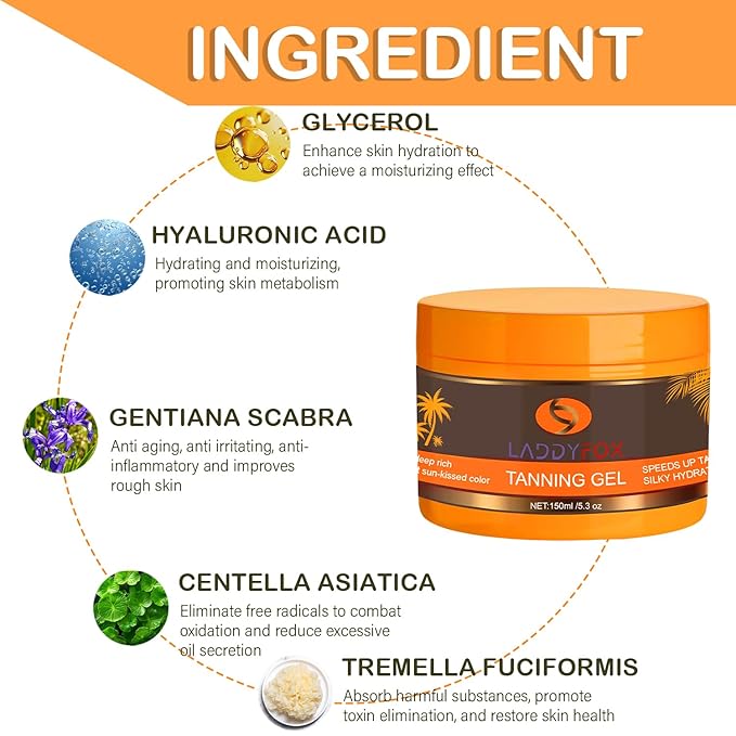 5.3Oz Luxury Intensive Tanning Gel, Natural Tanning Accelerator Cream Gel, Tanning Gel for Outdoor Sun and Sunbed