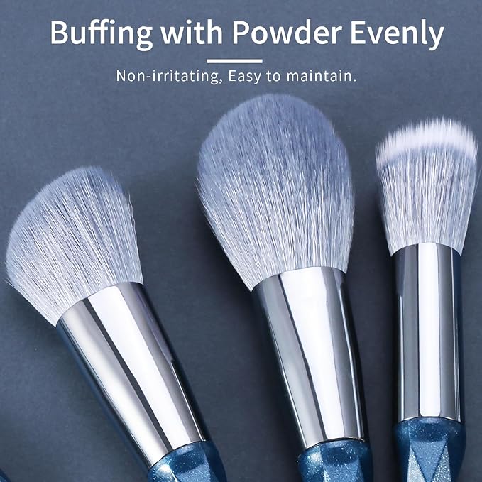 ENZO KEN Sapphire Blue Makeup Brush Set Professional, Vegan Makeup Brushes Set, Makeup Brush Set with Case, Glitter Cosmetic Brushes Makeup Set, Make up Brushes Vegan, Make up Brushes Set Professional