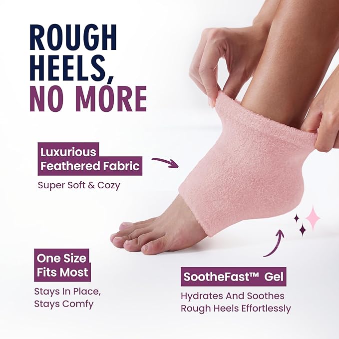 Dr. Frederick's Original Moisturizing Fuzzy Heel Socks for Dry Cracked Heels Treatment - Infused with Olive Oil, Jojoba Oil and Vitamin E - 2 Pairs - Stocking Stuffers for Adults - Relaxing Rose