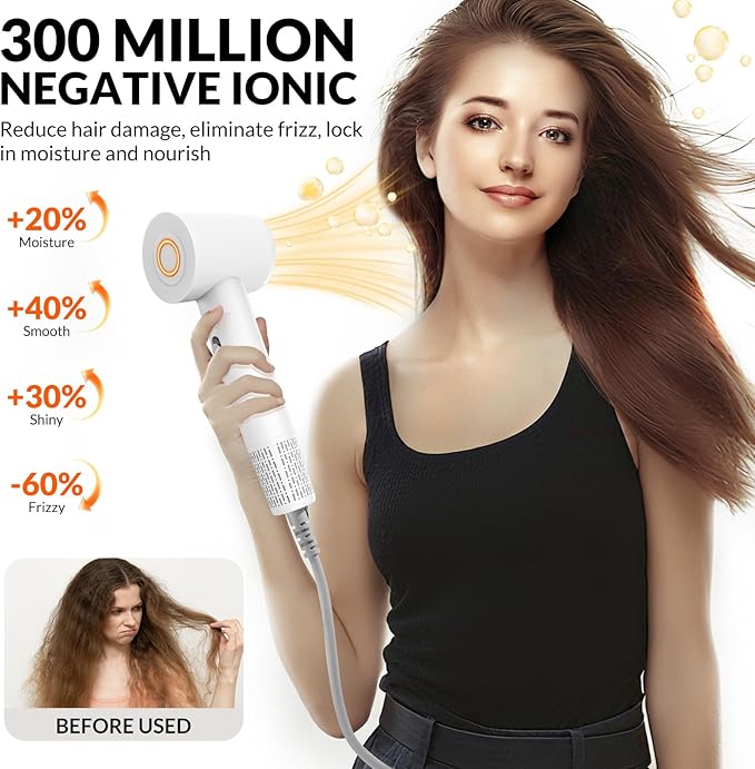 Hair Dryer - Hair Dryer with Diffuser,High Speed Brushless Travel Small Blow Dryer,Low Noise/Compact/Mini Design Hairdryer for Women,Men - No Heat Damage