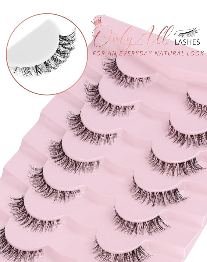 Onlyall Natural Lashes 3/4 Lashes Short Lashes Wispy Lashes Natural False Eyelashes Natural Look Short Eyelashes 12mm Lashes H20