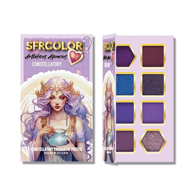 12-Color Zodiac Eyeshadow Palette, Matte Metallic Shimmer Pressed Pigments, Highly Pigmented Makeup Palette for Professional & Daily Eye Makeup (8280 Aquarius)