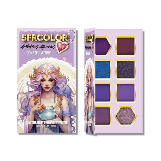 12-Color Zodiac Eyeshadow Palette, Matte Metallic Shimmer Pressed Pigments, Highly Pigmented Makeup Palette for Professional & Daily Eye Makeup (8280 Aquarius)