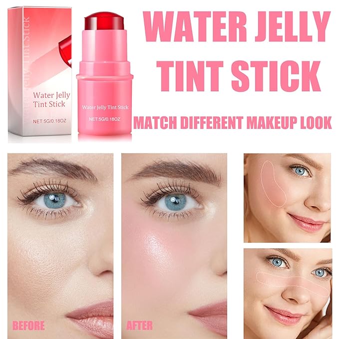 Milk Cooling Water Jelly Tint, Jelly Blush Stick Makeup Jelly Tint, Milk Jelly Blush, Cruelty Free, Blush Stick for Cheeks and Lips