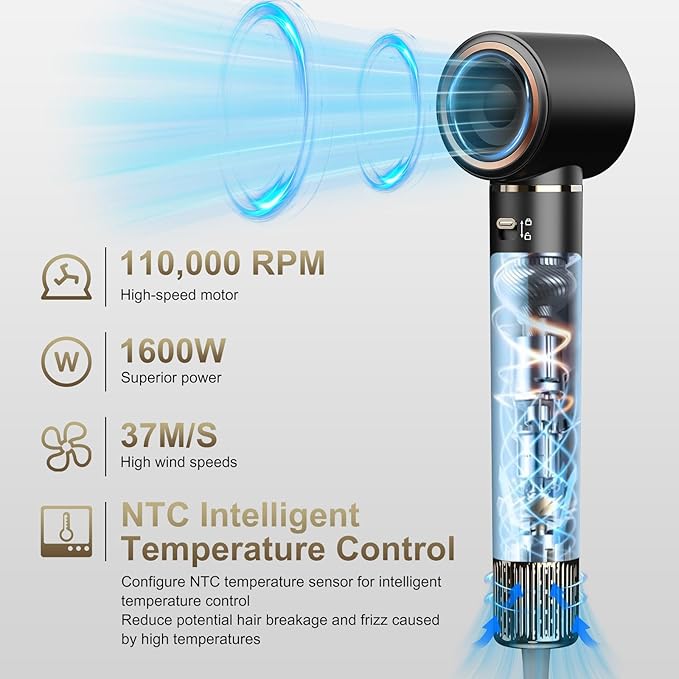 5 in 1 Hair Styler & Hair Dryer Brush, Upgrade Multi Blow Dryer Brush, Detachable Hot Air Brush Negative Ion Curling Brush Iron, Salon-Perfect Curls for All Hair Types