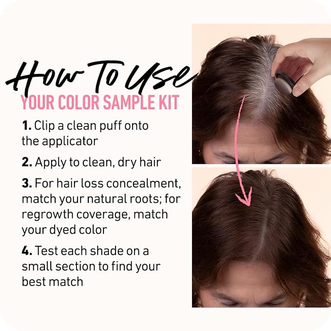 BOLDIFY Hairline Powder Color Sample Kit - Root Touch Up Hair Color for Gray Coverage - Bald Spot Concealing Hair Powder for Women & Men - 24-Hour Stain-Proof - Dark Browns + Black