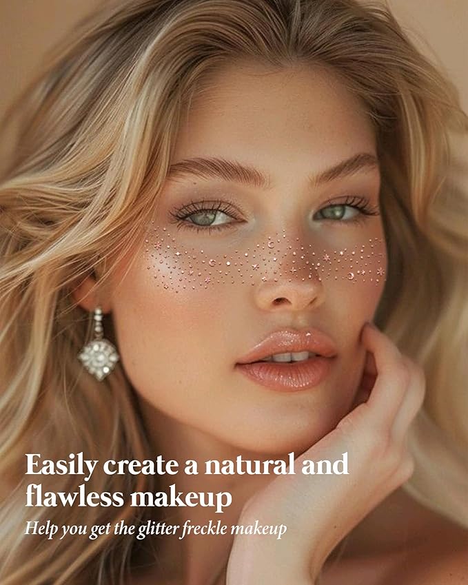 Body Face Glitter Rave Festival Pride Party Accessories - Rose Gold Waterproof Face Tattoos Makeup Patches for Women - 8 Counts