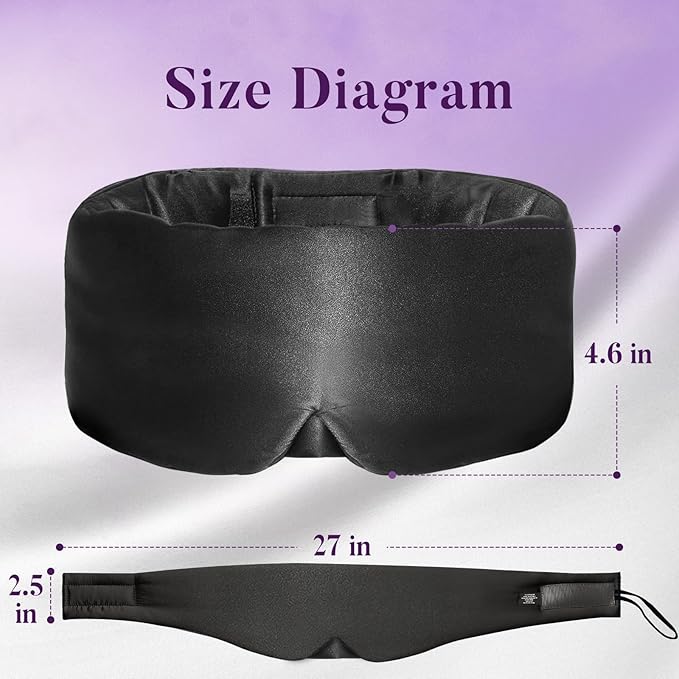 Okaydot Sleep Mask for Side Sleepers, Blackout Eye Mask with Soft & Breathable Fabric, Comfort-Fit Nose Bridge & Adjustable Strap for Women and Men (Black)