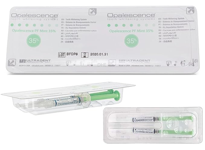 Opalescence 35% Gel Syringes Teeth Whitening - Refill Kit (8 Count) Carbamide Peroxide. Made by Ultradent, in Cool Mint Flavor. Tooth Whitening Refill Syringes 5197-4