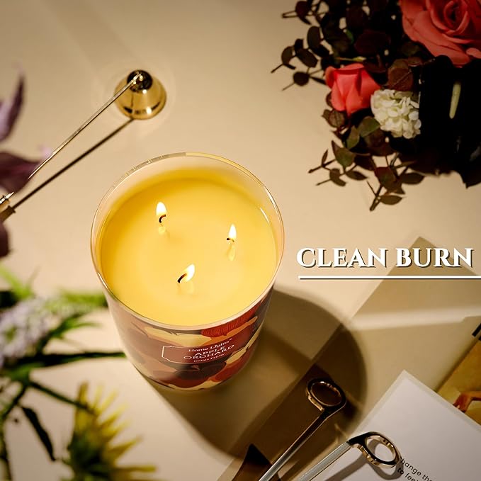 HomeLights Scented Candles | Large Jar 34 Oz Natural Soy Candle | 130 hrs Long-Lasting with 3 Wicks | Eclectic Mixed Styles Home Decor | Gifts for Mom & Women, Apple Orchard