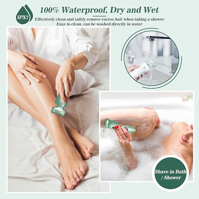 Electric Razor for Women Electric Shaver for Legs Bikini Trimmer for Women Underarm Public Hairs Rechargeable Womens Shaver with Detachable Head Wet Dry Use Painless Cordless