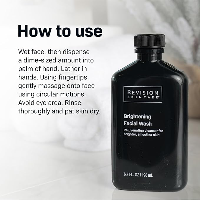 Revision Skincare Brightening Facial Wash, Daily Face Wash for Oily and Combination Skin with Vitamin C, Glycolic Acid, and Salicylic Acid to Brighten, Exfoliate, and Remove Impurities, 3.4 fl oz