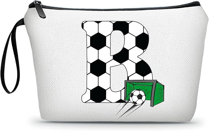 ARIOSEY Soccer Gifts Personalized Soccer Ball Cosmetic Bag for Purse Birthday Inspirational Gifts for Girls Women Team Coach Mom Stuff Travel Organizer-B