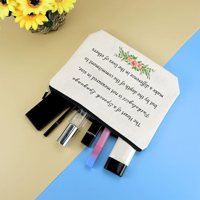 Speech Therapist Gift Makeup Bag Gift for SLP Women Speech Pathology Gifts Cosmetic Bag Pouch Speech Language Pathologist Gift Appreciation Gifts Thank You Gift Thanksgiving Gift for Speech Therapist