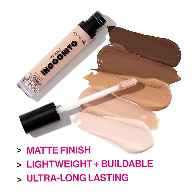 wet n wild Mega Last Incognito All-Day Full Coverage Liquid Matte Concealer, Medium Golden, 0.18 Ounce (Pack of 2)