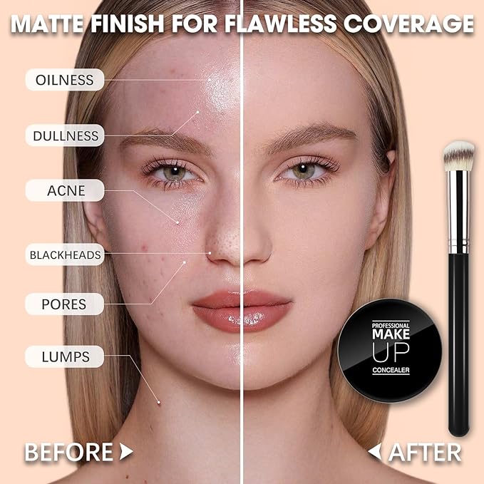 Cream Concealer Full Coverage Makeup, Matte Color Correcting (#03 NETURAL)
