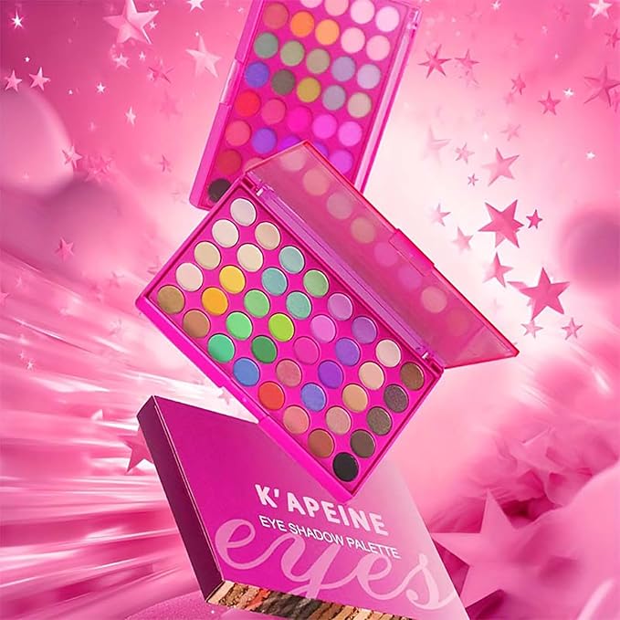 K'APEINE Colorful Eyeshadow Palette, Matte Rainbow Eye Shades Blendable Neon Eye Makeup Palette Waterproof Eyeshadow Kit for Music Festival, Stage Performance (40colors)