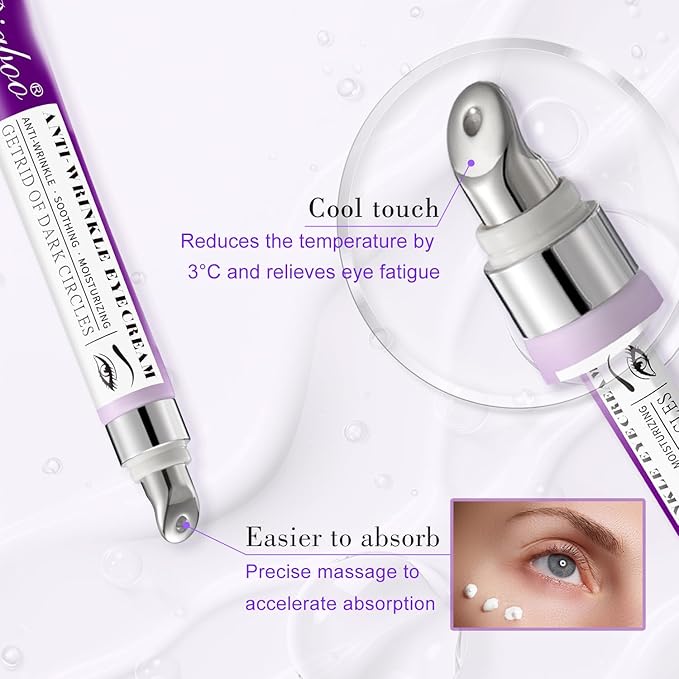 RIGBOO Eye Cream, Under Eye Cream Anti Aging For Puffiness Dark Circles Reduces, Wrinkle & Fine Line Reduction, Eliminate Puffiness, Ritch in 5% Niacinamide Acids for Brighter, Firmer Skin