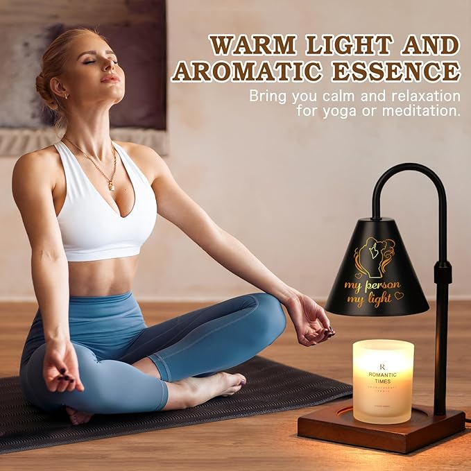 Candle Warmer Lamp with Timer Dimmable, Valentines Day Gifts for Him Her Couple, Anniversary, Adiustable Height Modern Candle Warmer Black Candle Lamp, Personalized Gifts for Husband, Wife