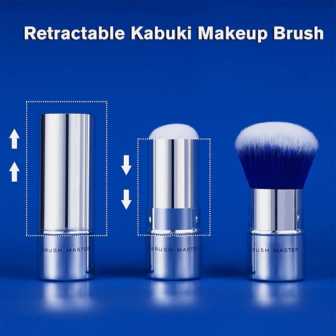 Brush Master Retractable Kabuki Makeup Brush Travel Powder Brush for Foundation, Blush, Bronzer, Concealer, Portable Brush w/Cover…
