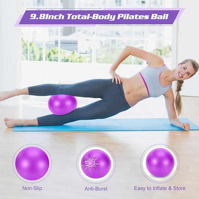 Pilates Ring Set, Pilates Essentials Kit for Home Workouts Women, Yoga Equipment Set with 14 Inch Magic Circle, 9.8” Ball, 5 Resistance Bands, 3 Long Stretch Bands, Core Sliders, Non-slip Socks