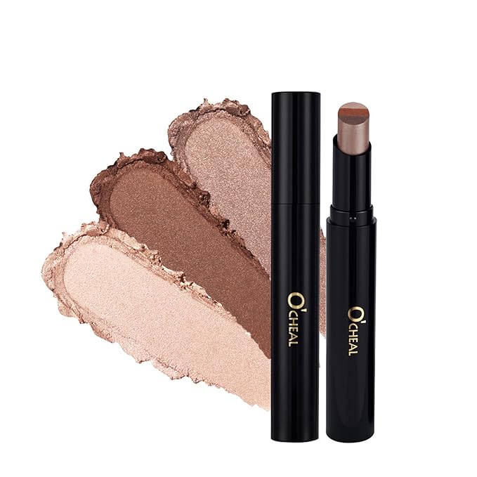 O'CHEAL Three Color Gradient Eyeshadow Stick Matte Shimmer Waterproof Long-lasting Crease-proof & easy to apply, suitable for dailymakeup touch-ups，Eye shadow pen 02#Pearls Shine On The Earth