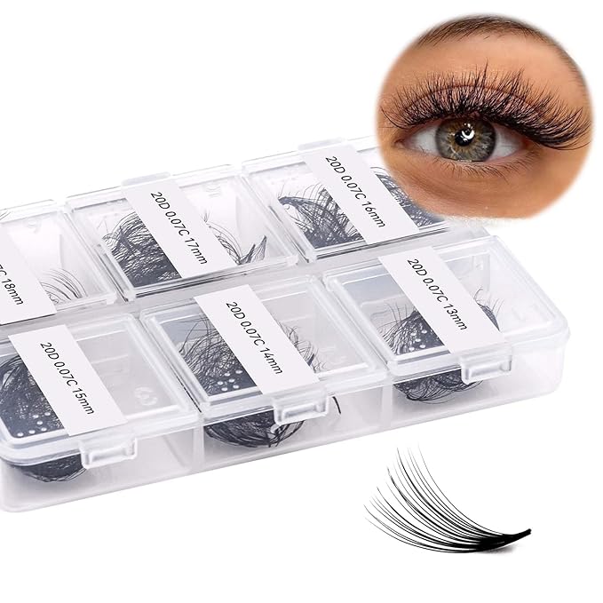 FADLASH Premade Fans Eyelash Extensions 300pcs 20D Premade Lash Fans C Curl Pre Made Fans Lash Extensions Volume Eyelash Extensions Premade Eyelash Fans Loose Fans (20D-0.07C-13-18mm)