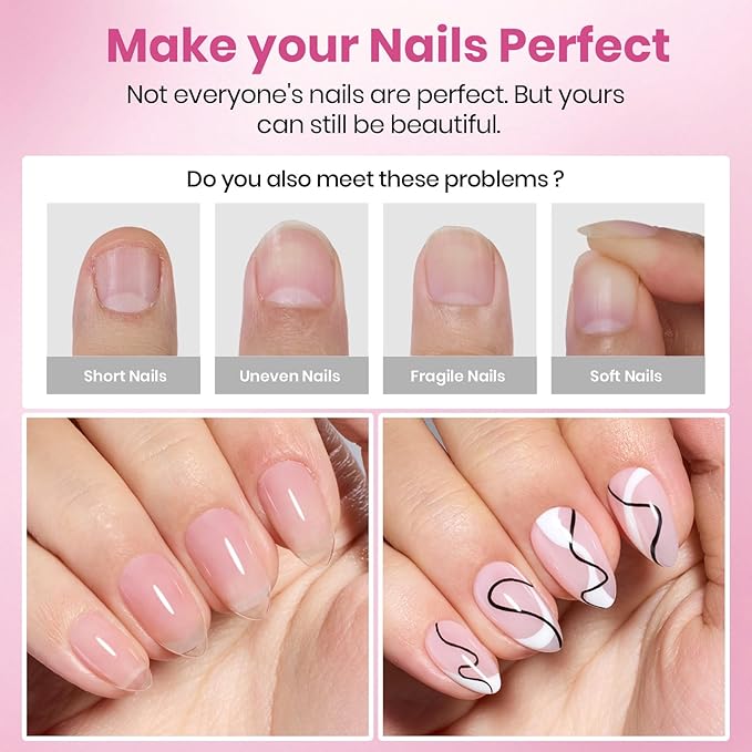 Beetles Gel Nail Tips Flat-X - Almond Coffin Short, 320pcs 16 Sizes, Pre-Etched Half Matte Full Cover Soft Acrylic Press on Easy DIY False Nail Extension Salon for Flat & Natural Nail Beds