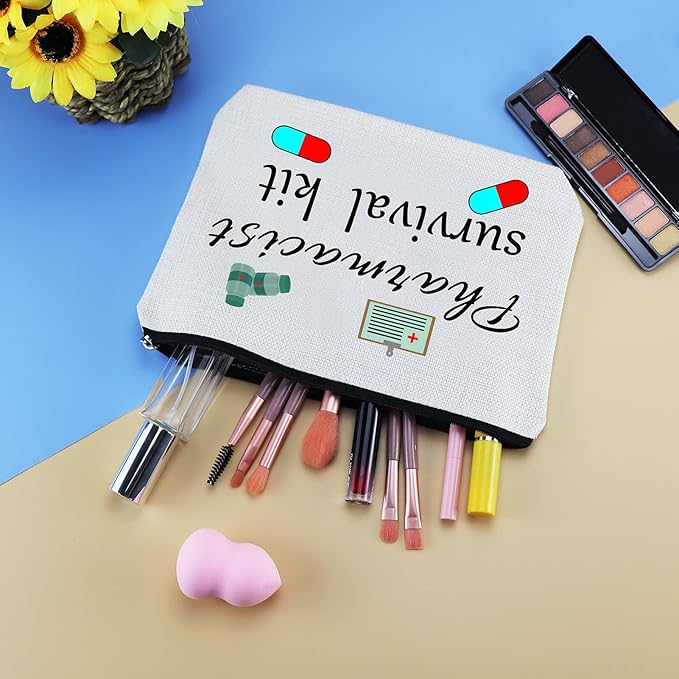 Pharmacy Technician Gifts Makeup Bag for Women Pharmacist Cosmetic Bags Case Pharmacy Tech Toiletry Bag Graduation Birthday Gift for Nurse Nursing Pharmacist Pharmacy Student RX Pharmacist Gift