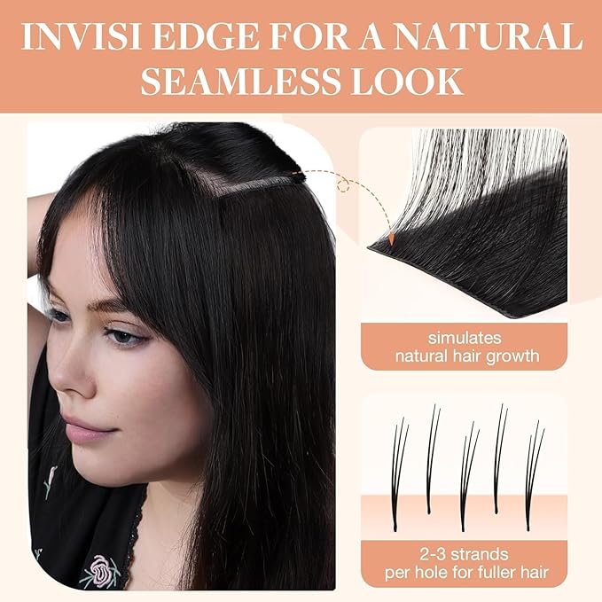 GOO GOO Invisi Edge Clip in Hair Extensions 16inch 120g 7Pcs Injected Seamless PU Clip in Hair Extensions, Virgin Real Human Hair, 1B/6/1B Balayage Natural Black to Chestnut Brown