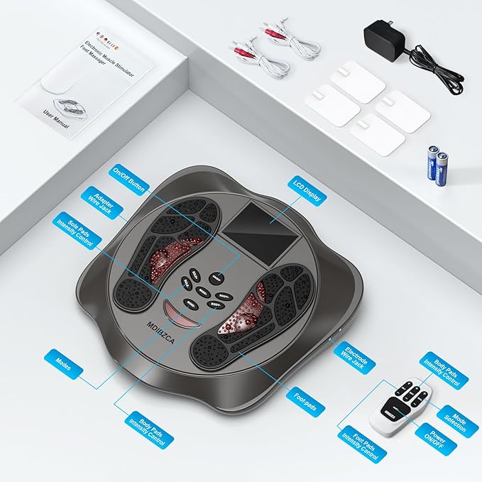 Electric Foot Stimulator, EMS & TENS Foot Massager for Neuropathy, Electric Feet Blood Circulation Machine, Improves Circulation,Relieves Body Pains