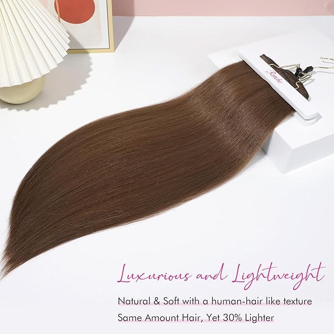REECHO Hair Extensions, 11PCS Clip in Hair Extensions 24" Long Straight hair extensions HE005 Natural Soft Synthetic Hairpieces for Women – Ginger Brown