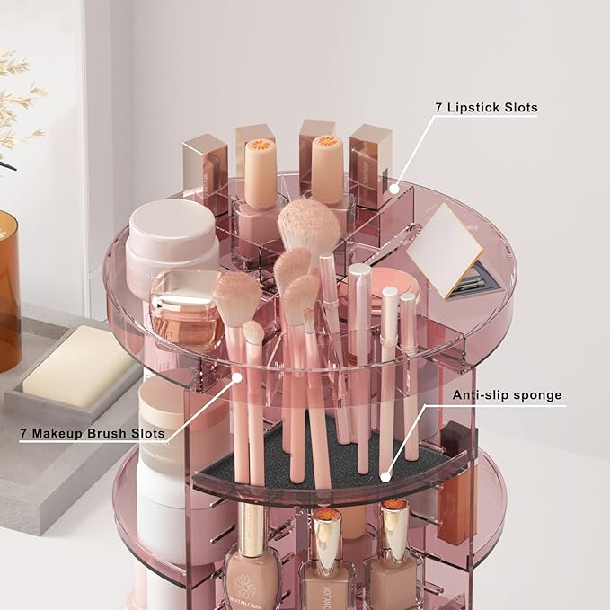 360 rotating makeup organizer with