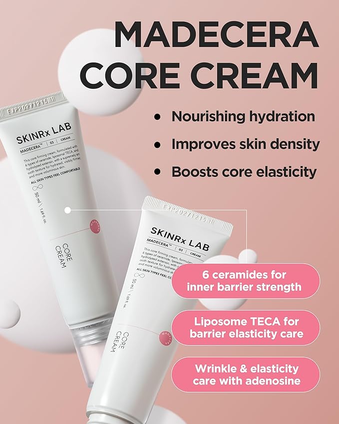 BEISIKS SKINRxLAB MadeCera Core Cream – Korean Anti-Aging Face Moisturizer with Ceramides, Peptides, Liposomal TECA for Deep Hydration, Firming, Plumping, Volumizing & Radiant Complexion, 1.69oz.