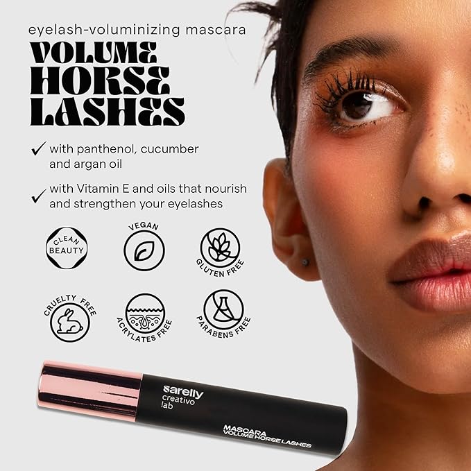 SARELLY Mascara Kit | Volume Horse Lashes + Long Cow Lashes | Waterproof, Volumizing & Lengthening | Vegan & Cruelty-Free