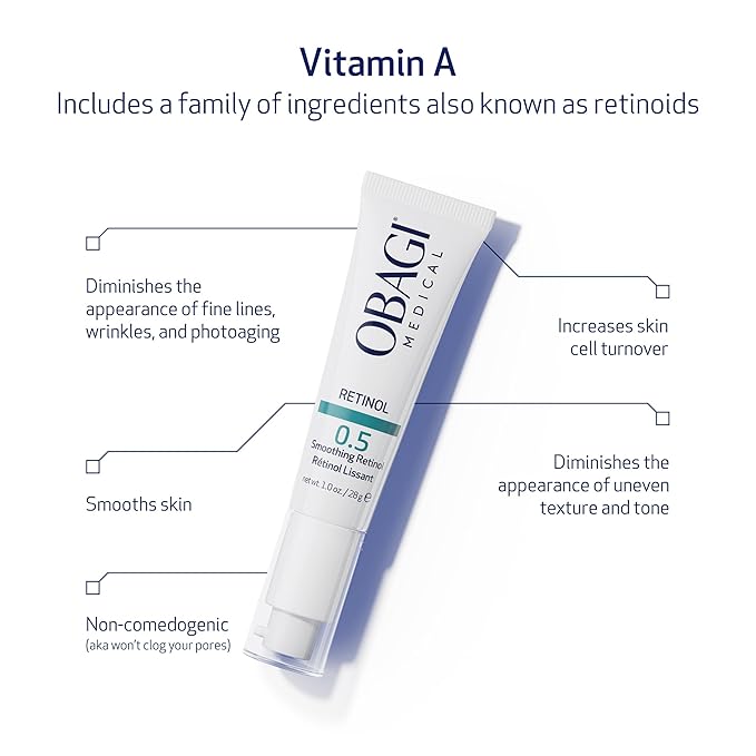 Obagi Medical Retinol 0.5 Cream - Helps Reduce the Appearance of Fine Lines and Wrinkles & Smooth Texture with Minimal Irritation - 1 oz