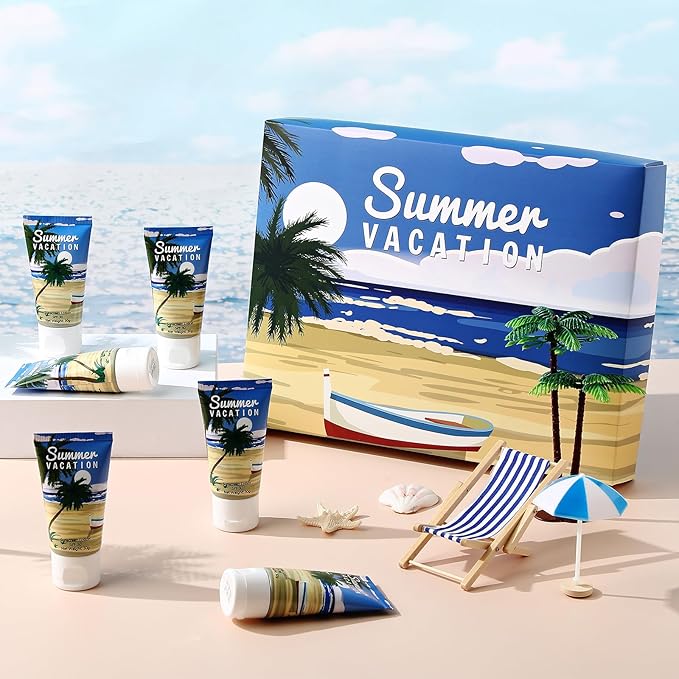 6 Pcs Halloween Gifts Travel Size Sunscreen Spf 30 Mini Sunscreen Lotion 1oz Travel Water Resistant Sunscreen Lotion for Halloween Party Favors(Summer Vacation)