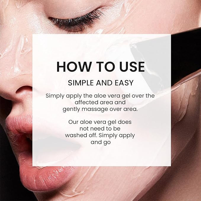 Grospe Organic Aloe Vera Gel for Hydrating and Soothing after Sun, Pure Aloe Vera Gel for Sensitive and Delicate Skin, Day and Night Skincare Moisturizer, 3.38 Oz