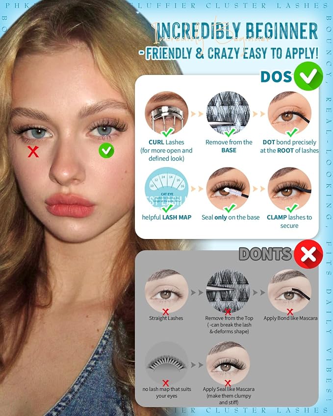 Wispy Lash Clusters Natural Eyelash Clusters 180Pcs Cluster Eyelash Extensions C Curled Cluster Lashes DIY Individual Lashes Soft Eye Lash Extension with Ultra-thin Band, 10-16MM