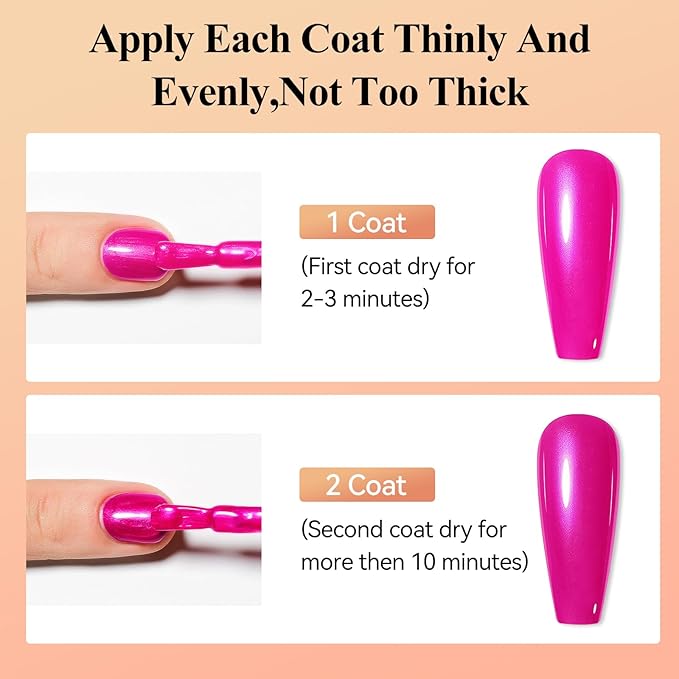 Nail Polish Quick Dry, Hot Pink Nail Lacquer Nail Art Polish Non-Gel Air Fast Drying, Shimmer Pink Nail Pigment High Coverage Fingernail Concealer Polish for Valentine's Day Gift