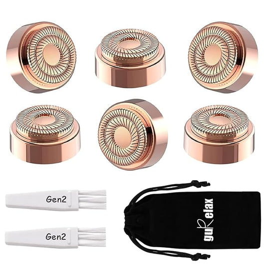 Replacement Heads for Finishing Touch Flawless Gen2, Replacement Blades for Facial Hair Remover Device for Women, 18k Gold Replacement Heads with Flannel Bag(Just fit for Gen2 Device)