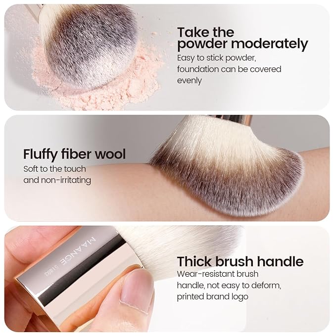 MAANGE 20 PCS Makeup Brush Set with Bag, Double-ended Kabuki Brush Foundation Contour Brush for Liquid Powder Concealer Eye Shadows Cream Cosmetics Blending Blush Face Makeup Tools with Case (Gold)