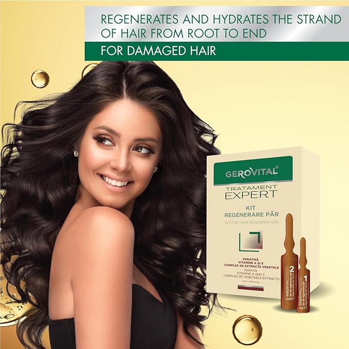 GEROVITAL Kit Hair Growth Serum, Hair Regeneration, Hydrates and Prevents Hair Loss, 20 ampoules: 10×10 ml and 10×5 ml