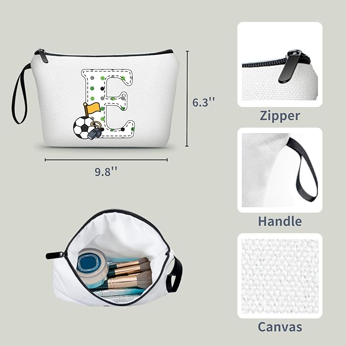 ARIOSEY Soccer Gifts Personalized Soccer Ball Cosmetic Bag for Purse Birthday Inspirational Gifts for Girls Women Team Coach Mom Stuff Travel Organizer-E