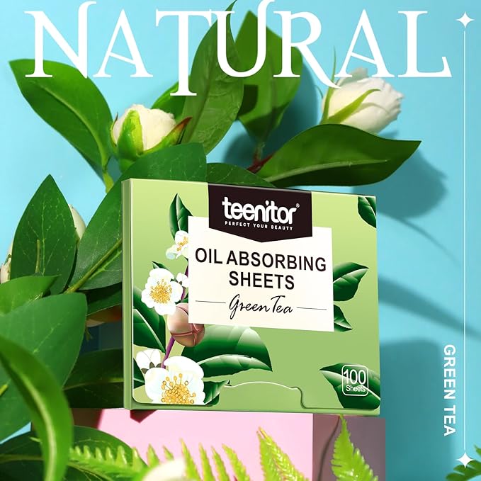 Teenitor Green Tea Blotting Paper - 800 Oil Absorbing Sheets for Oily Skin, Face Oil Control Film