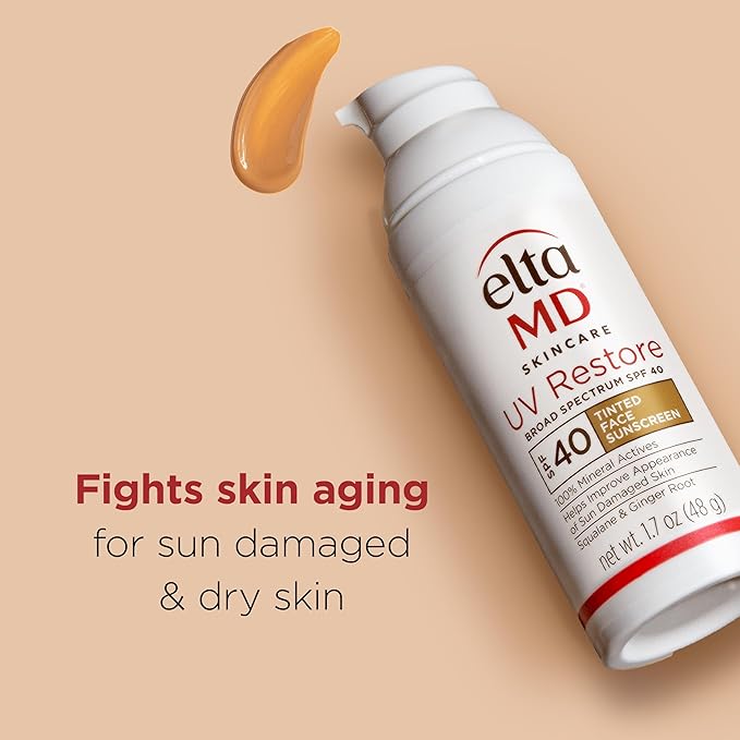 EltaMD UV Restore,Face Sunscreen, SPF 40, Mineral Sunscreen for Sun Damaged Skin Repair, Anti-Aging Zinc Oxide Sunscreen Formula