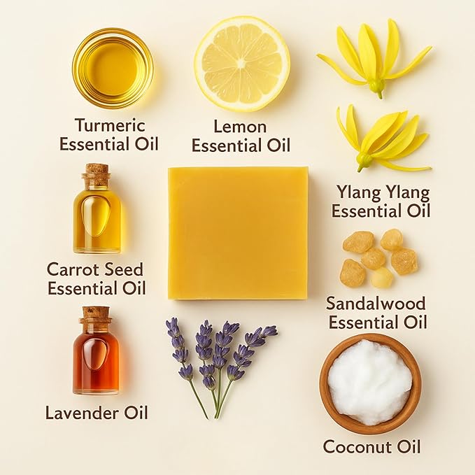 Ammoya Naturals Revitalizing Lemon Soap – Kojic & Turmeric Goat Milk Soap Bar with Essential Oils – Gentle Cleanser for Radiant, Glowing Skin, 4 oz